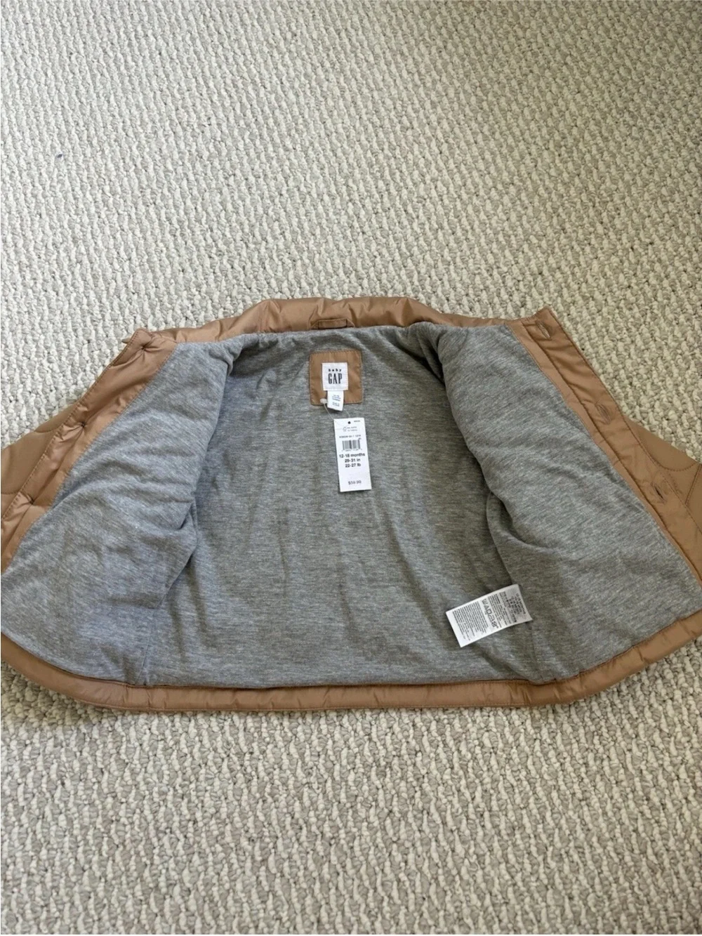 Baby Gap Boys Size 12-18 Months Coat Jacket Collared Button Up New With Tags